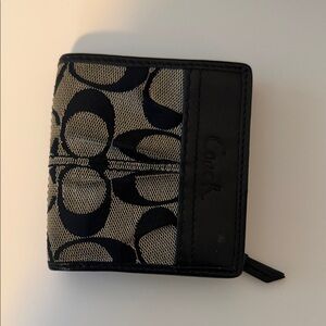 Coach Black and Tan bifold Card Holder